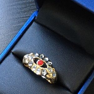 Red and White Evil Eye Statement Ring